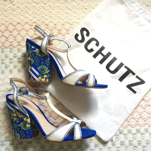 multi colored block heels